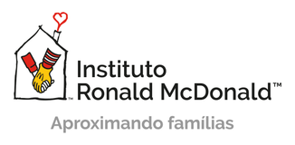 Imagem uma casa com 2 pessoas de mãos dadas e ao lado escrito Instituto Ronald McDonald